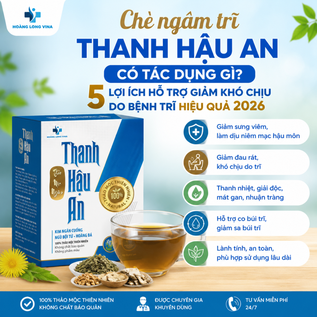 Chè ngâm trĩ Thanh Hậu An có tác dụng gì? 5 lợi ích hỗ trợ giảm khó chịu do bệnh trĩ hiệu quả 2026 