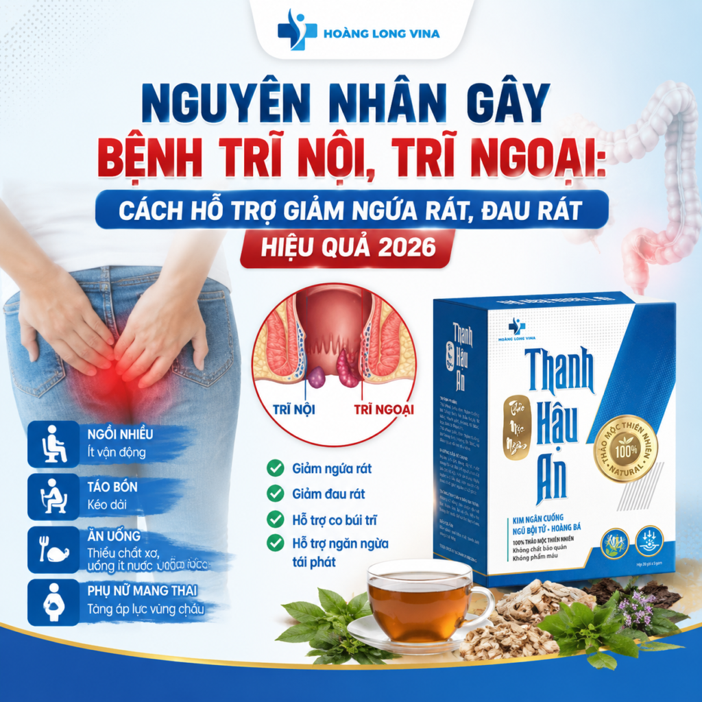 Nguyên nhân gây bệnh trĩ nội, trĩ ngoại: Cách hỗ trợ giảm ngứa rát, đau rát hiệu quả 2026 