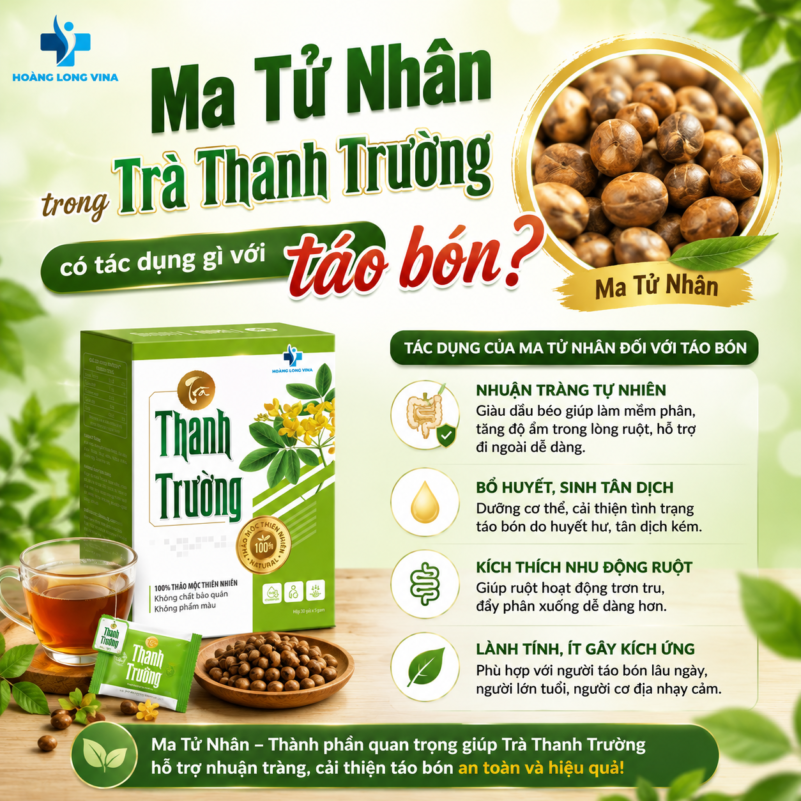 Ma Tử Nhân trong Trà Thanh Trường có tác dụng gì với táo bón?