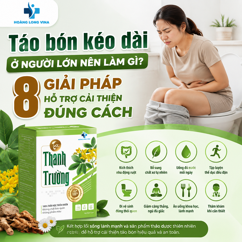 Táo bón kéo dài ở người lớn nên làm gì? 8 giải pháp hỗ trợ cải thiện đúng cách 