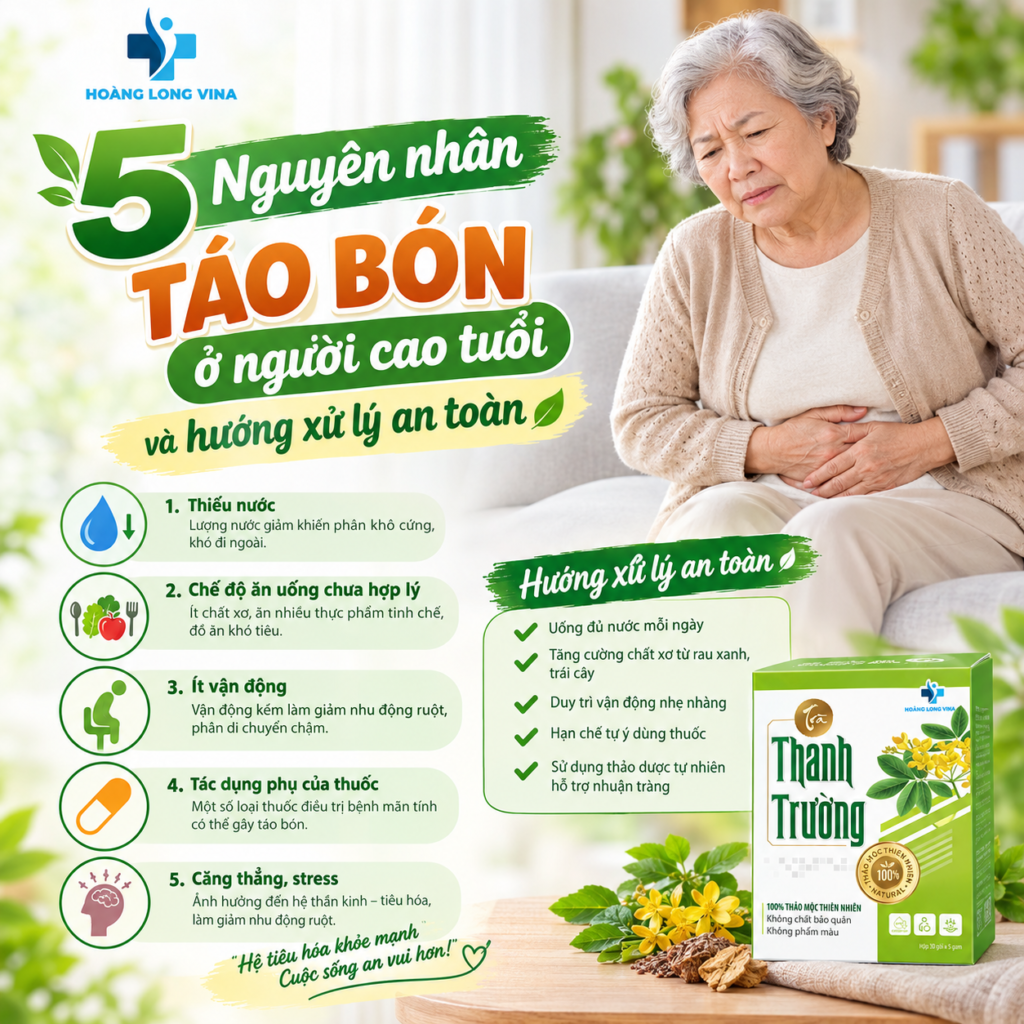 5 Nguyên nhân táo bón ở người cao tuổi và hướng xử lý an toàn 