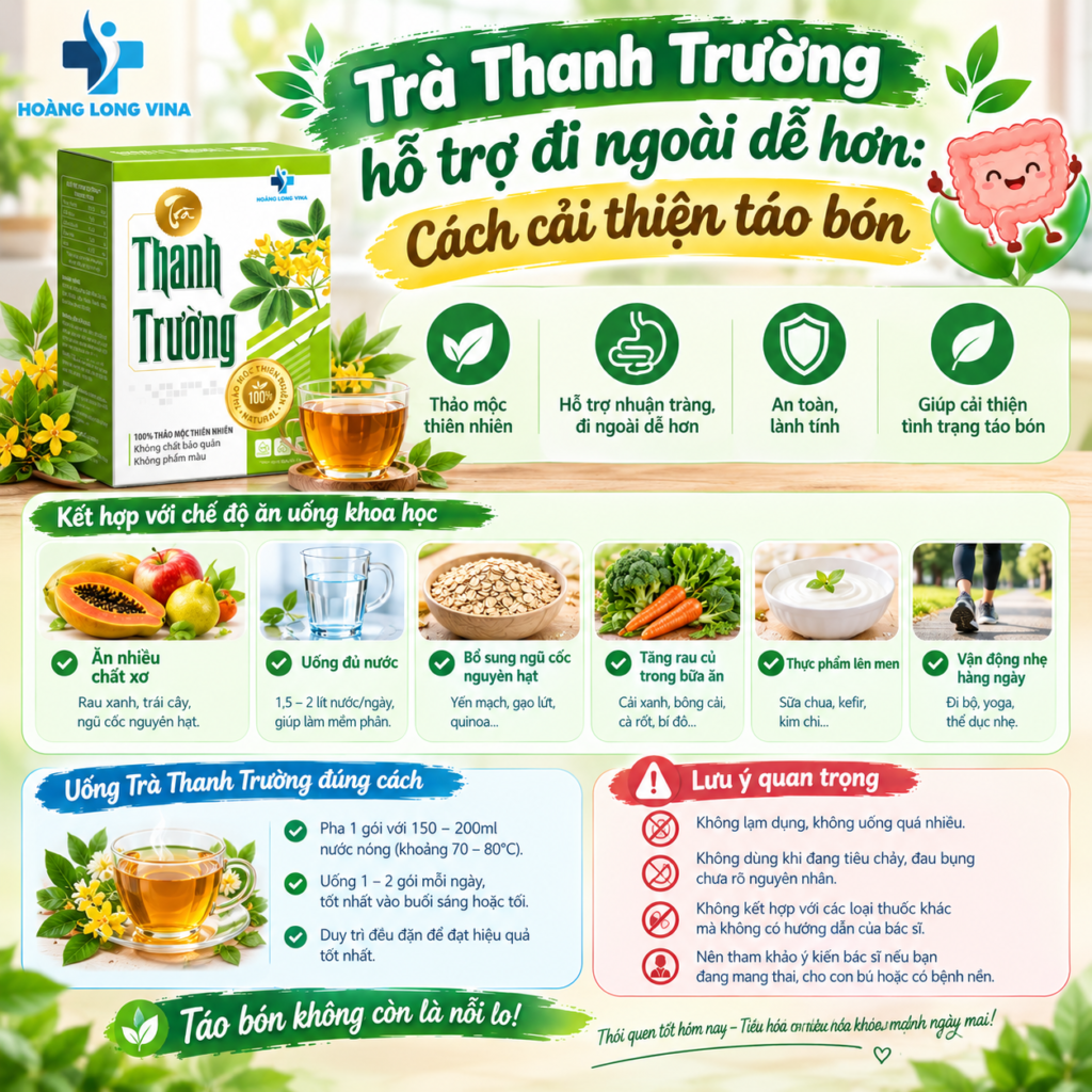 Trà Thanh Trường hỗ trợ đi ngoài dễ hơn: Cách cải thiện táo bón 