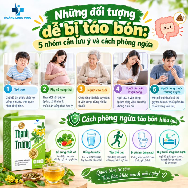Những đối tượng dễ bị táo bón: 5 nhóm cần lưu ý và cách phòng ngừa